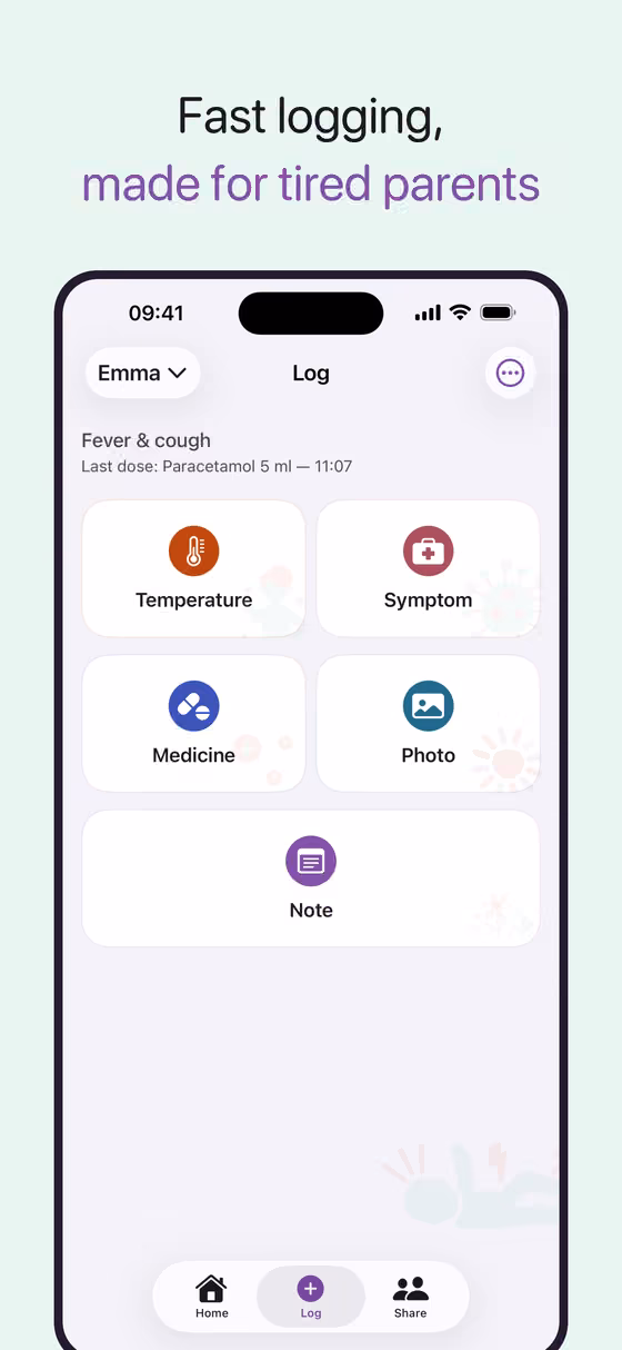 MyKiddos interface, screen 3