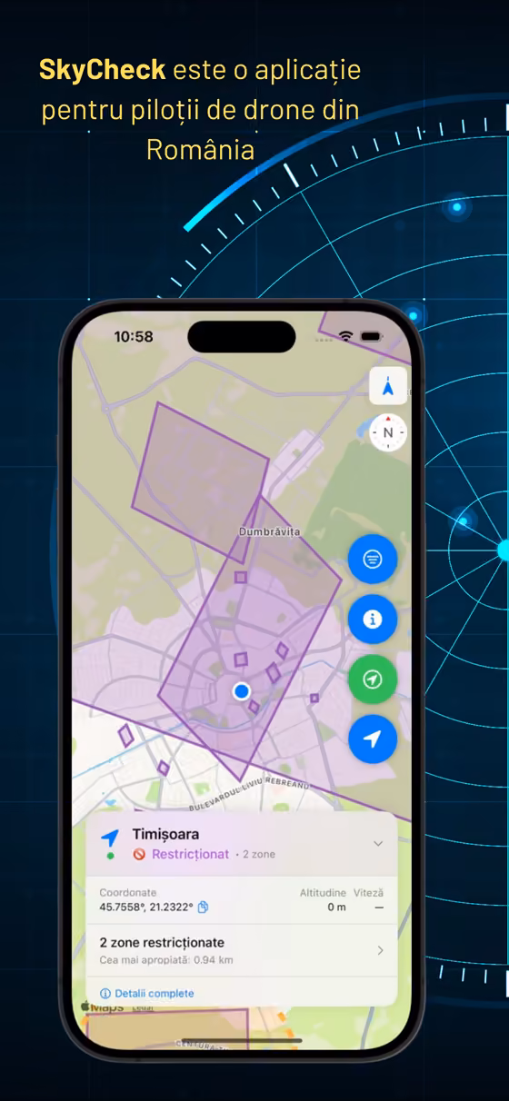 SkyCheck interface, screen 1